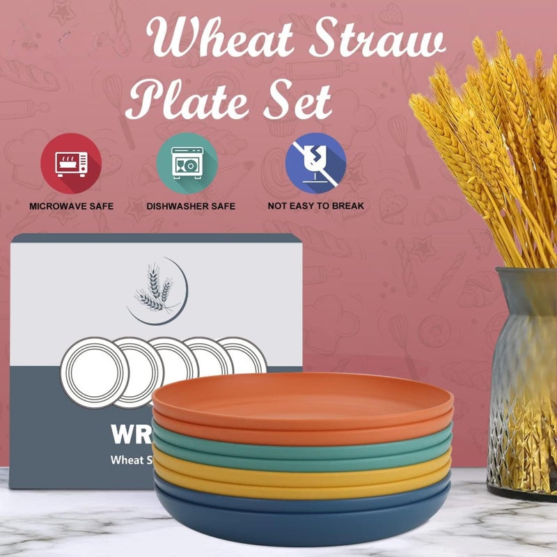 Turbid Dinner Plates Set of 2 Wheat Straw Plates Reusable 8 & 9-inch Combo Plates Microwave and Dishwasher Safe Unbreakable for Kitchen (Blue, (8 & 9) in 2Pcs) - Image 3