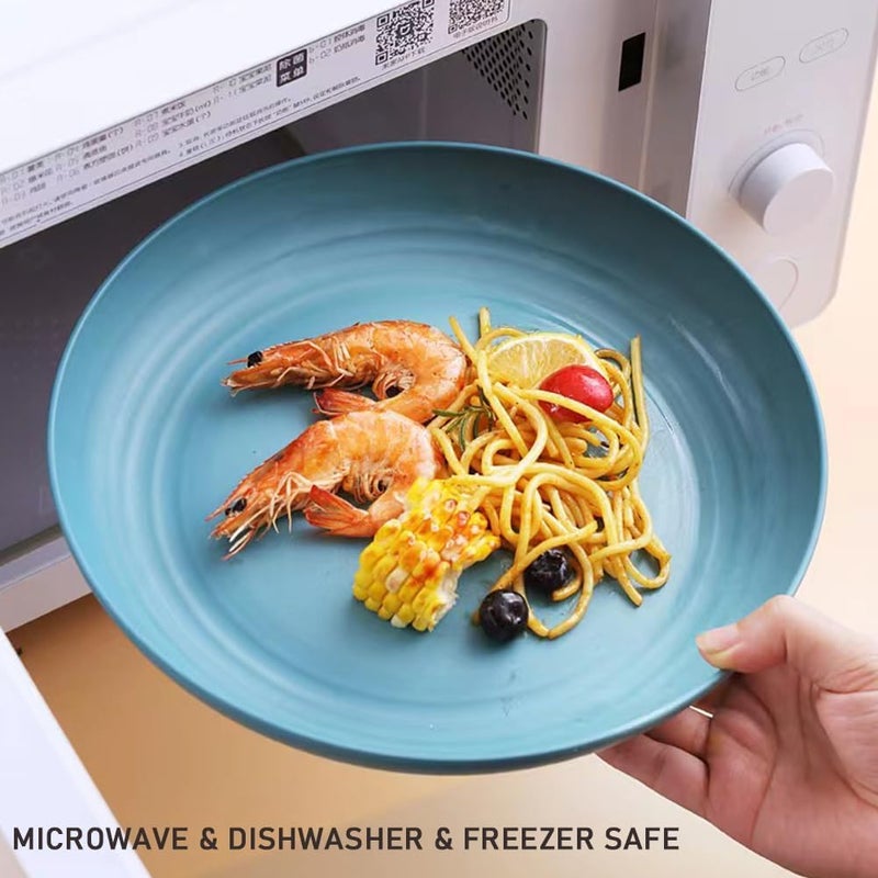 Turbid Dinner Plates Set of 2 Wheat Straw Plates Reusable 8 & 9-inch Combo Plates Microwave and Dishwasher Safe Unbreakable for Kitchen (Blue, (8 & 9) in 2Pcs) - Image 4