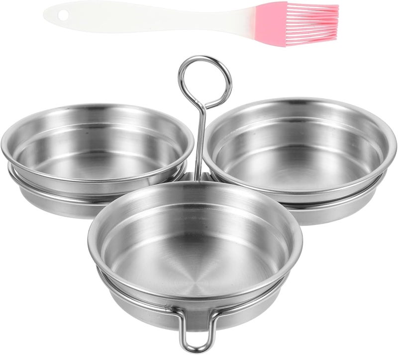 Cabilock 2Pcs Stainless Steel Egg Poacher with Oil Brush Egg Mold Ring for Steaming and Boiling Kitchen Cooking Tool for Indoor Breakfast and Camping - Image 1