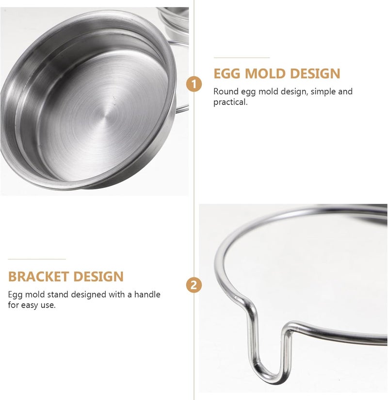 Cabilock 2Pcs Stainless Steel Egg Poacher with Oil Brush Egg Mold Ring for Steaming and Boiling Kitchen Cooking Tool for Indoor Breakfast and Camping - Image 3