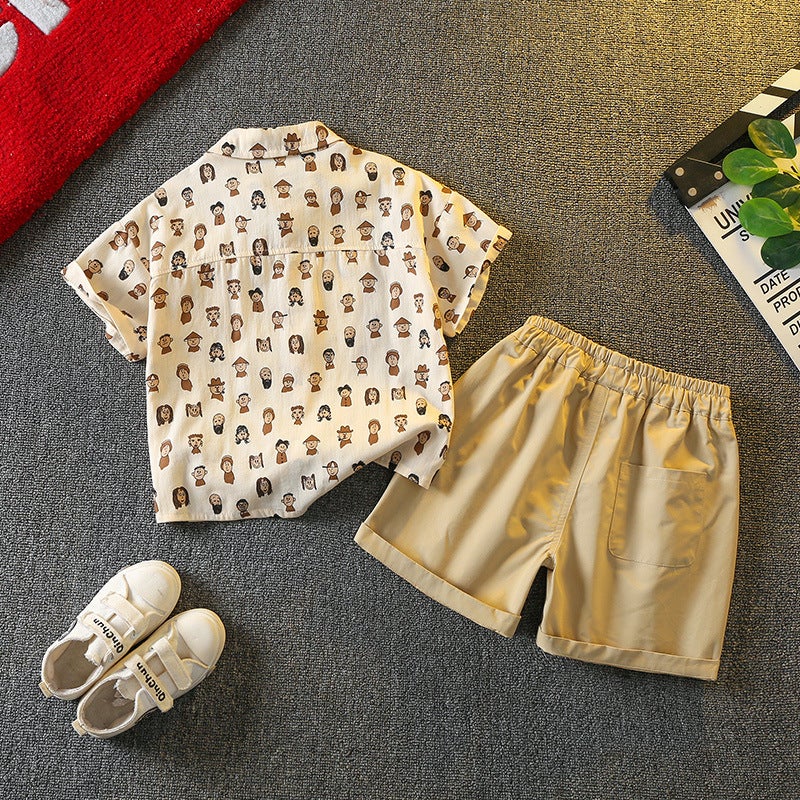 Summer suit Boys Summer 2025 New Short-sleeved Shirts Children's Clothes Baby Trendy Boys Western Style Summer Cool Handsome - Image 5