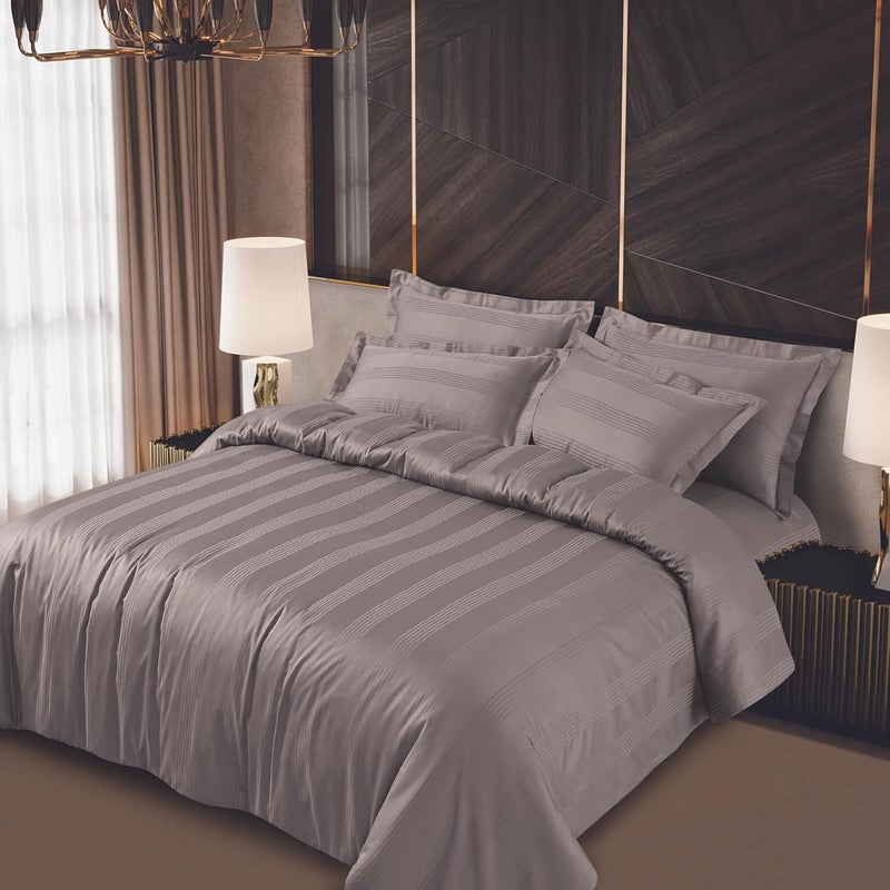 Malako Malako Turin Jacquard Taupe Brown 100 Cotton Super King Size Duvet CoverQuilt Cover - Image 4