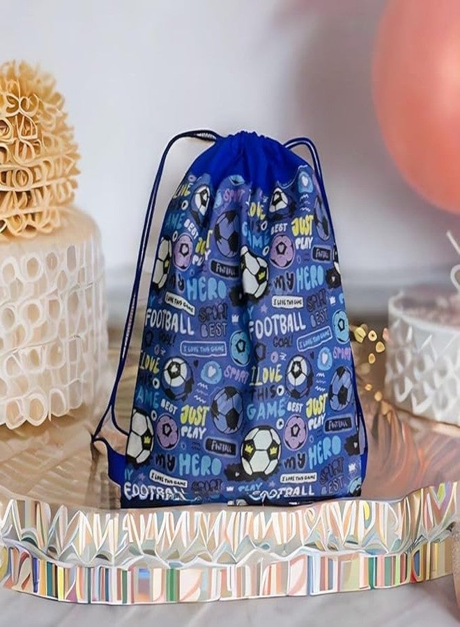 Demoda 24 Pack Star and Football Themed Return Gift Party Supplies Favors Drawstring Bags for Kid's Birthday as Loot and Goodies Bags for Boys Girls-12 Yellow,12 Blue - Image 4