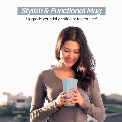 Copco Cone 16oz Insulated Travel Mug with Handle, Double Wall, Slide-Closure Lid, BPA-Free, Microwave & Dishwasher Safe, Reusable Plastic Travel Coffee Tumbler - Portable Coffee Cup (Light Blue) - Image 2