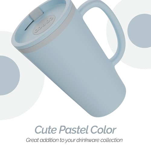 Copco Cone 16oz Insulated Travel Mug with Handle, Double Wall, Slide-Closure Lid, BPA-Free, Microwave & Dishwasher Safe, Reusable Plastic Travel Coffee Tumbler - Portable Coffee Cup (Light Blue) - Image 4