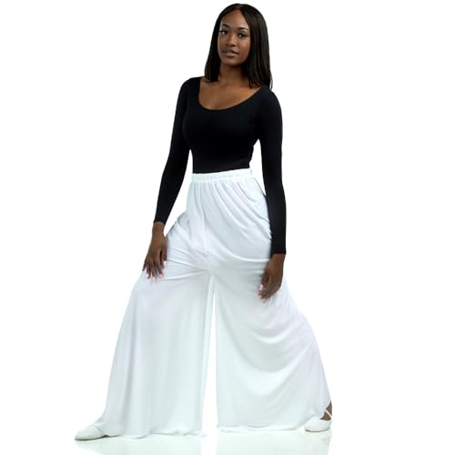 Danzcue Womens Celebration of Spirit Palazzo Pants, White, Small - Image 2