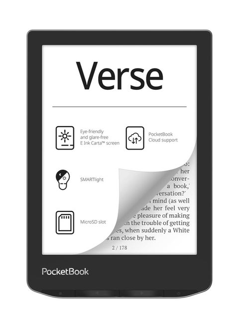 VERSE E-READERS | Eye-Friendly 6'' E-Ink Carta™ HD Touchscreen | Adjustable SMARTlight | Up to 1 Month of Battery Life | WiFi & Memory Card Slot | E-Book Reader - Mist Grey