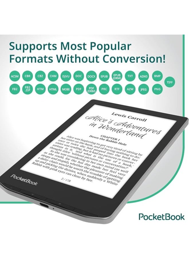 PocketBook - VERSE E-READERS | Eye-Friendly 6'' E-Ink Carta™ HD Touchscreen | Adjustable SMARTlight | Up to 1 Month of Battery Life | WiFi & Memory Card Slot | E-Book Reader - Mist Grey - Image 1