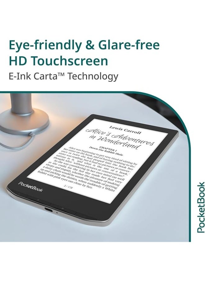 PocketBook - VERSE E-READERS | Eye-Friendly 6'' E-Ink Carta™ HD Touchscreen | Adjustable SMARTlight | Up to 1 Month of Battery Life | WiFi & Memory Card Slot | E-Book Reader - Mist Grey - Image 1