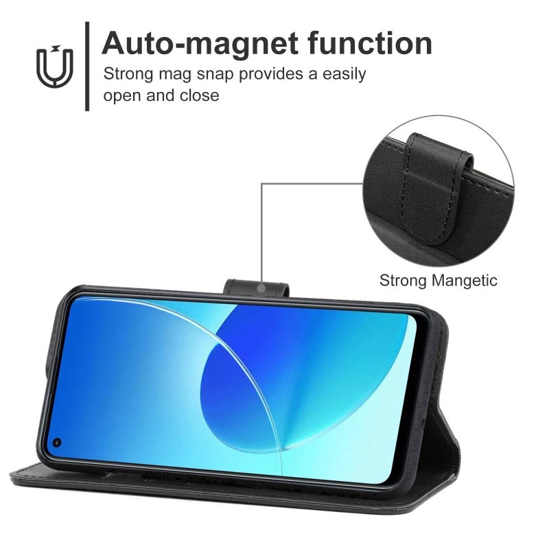 HuHa Case Cover Leather Phone Case For OPPO Reno6 Z(Black) - Image 4