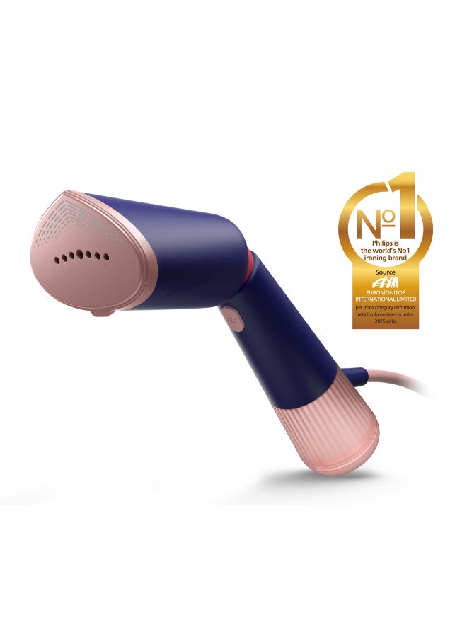 5000 Series Handheld Steamer, 1300w,24 G/min Continuous Steam, 0.2 L Removable Water Tank, Pointed Tip,2-in-1 Glove pouch For Travel, Stylemat For Safe Steaming, Active Heated Steam Plate Protects Clothes 0.2 L 1300 W STH5030/20 Blue