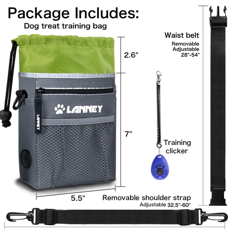 LANNEY Dog Treat Pouch - 3 Ways to Wear Dog Treat Bag, Dog Training Treat Pouches for Pet Training with Clicker, Shoulder Strap, Adjustable Belt, Poop Bag Dispenser, Easily Carrying Kibble Snacks Pet Toys - Image 2