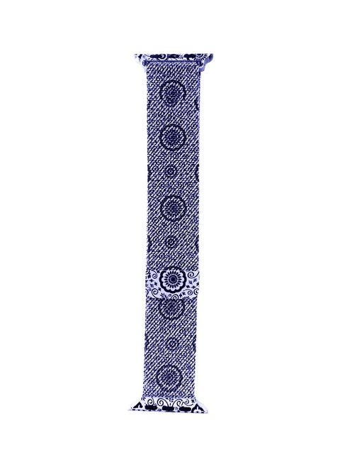 Apple Watch Milanese Loop Stainless Steel Mesh Band 42mm 44mm 45mm iWatch Series 7/6/SE/5/4/3/2/1 Magnetic Replacement Strap Floral Pattern Purple