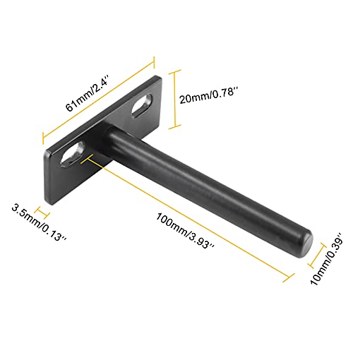 Luomorgo 4 Pcs Floating Shelf Bracket 4 Inch Shelf Brackets Heavy Duty Black Blind Shelf Support Bracket, Hidden Wall Mounted Shelf Brackets with Screws & Wall Plugs - Image 2