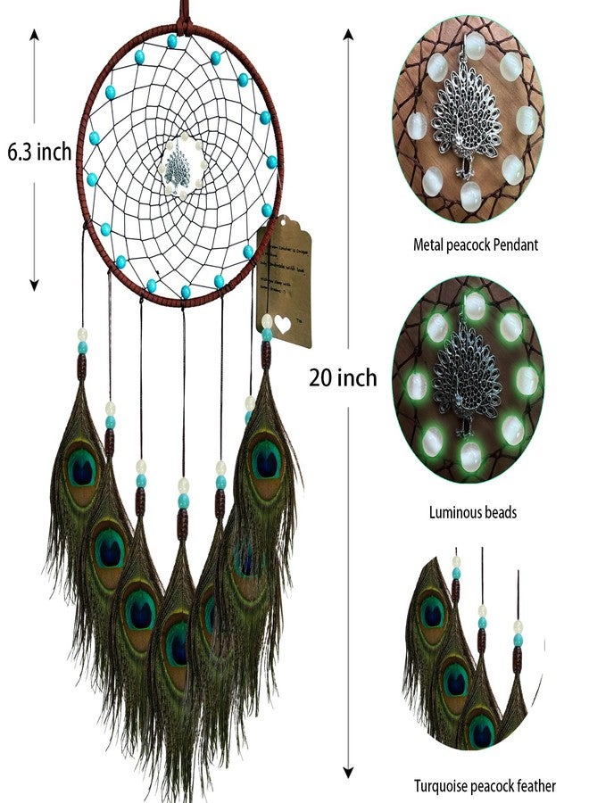 Awlee Dream Catchers Kids Room Wall Decor Dreamcatcher Handmade Peacock Feather for Girls Boys Bedroom Decoration Gift - Image 2