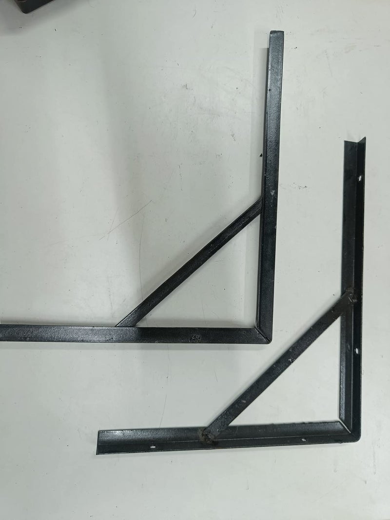 FTE Heavy Duty Small Right Angles L Angles Clamps Brackets Made of Strong 2mm Iron bar Set of 2 Pieces for shelve Support with Three Hole Black  - Image 3