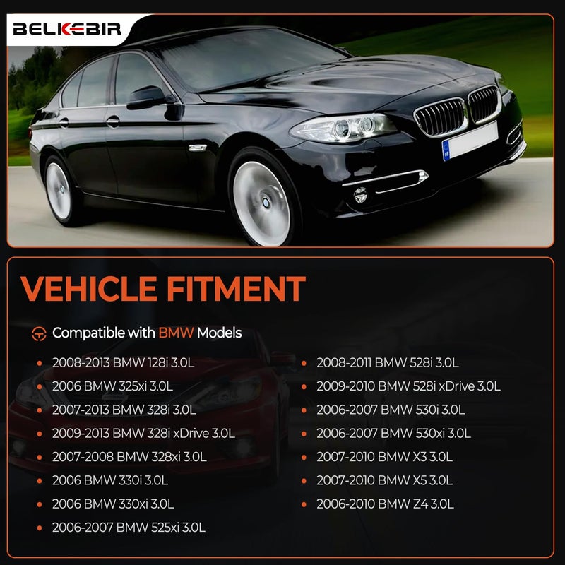 BELKEBIR مجموعة من 6 حزم لفائف الإشعال وشمعات إيريديوم بلاتينية متوافقة مع 3.0L 2006-2013 بي إم دبليو 128i 325xi 328i 330i 525xi 528i 530i X3 X5 Z4 استبدال UF592، C1638، 0221504470، 12137594937، 12137562744 - Image 2