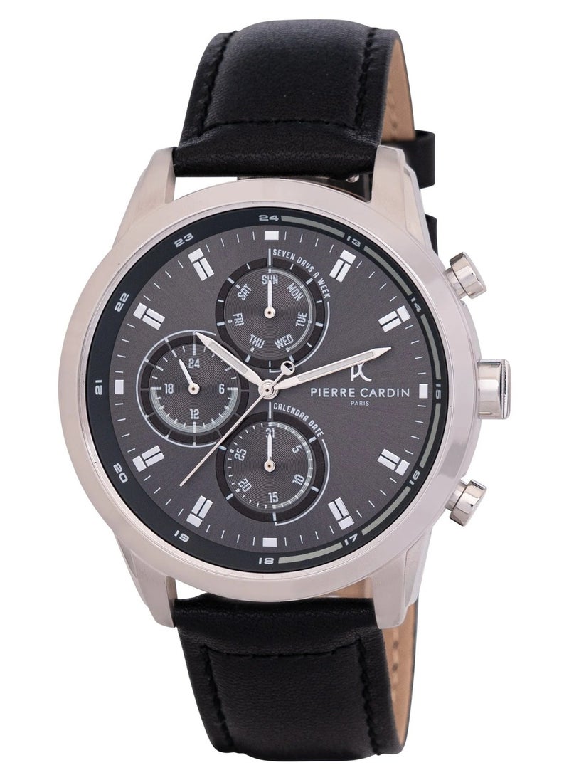 pierre cardin Pierre Cardin Metal Chronograph Men's Watch With Black Leather Band CCP.5006  - Image 1