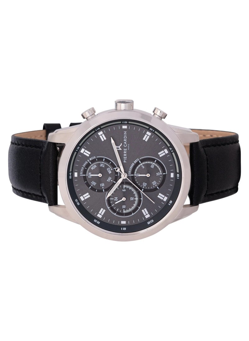 pierre cardin Pierre Cardin Metal Chronograph Men's Watch With Black Leather Band CCP.5006  - Image 2