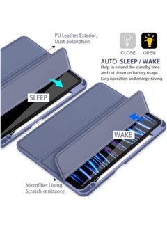 LCYLJGY Cover Case For iPad Pro 11 Inch Pro 11 inch 2022/2021/2020/2018 Gen with Pencil Holder Smart iPad Case Support Touch ID and Auto Wake/Sleep with Auto 2nd Gen Pencil Charging Lavender  - Image 5