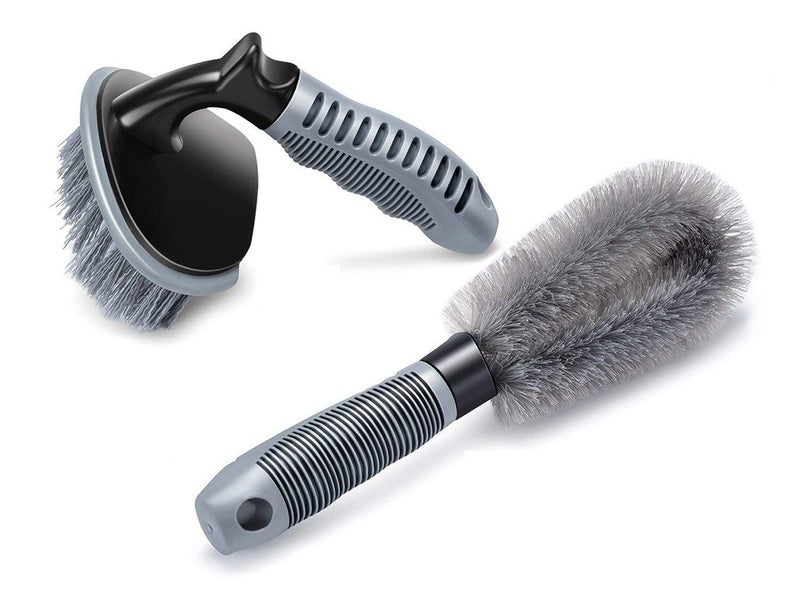 AKSMIT 2 Pcs Brush Tire Cleaning Brush Brush for Cleaning Car Wheel Hub Wheel Tire Rim Scrub Brush Hub Clean Wash UsefulCleaning Tool,Set of 2 Brushes for Toyota Fortuner - Image 1