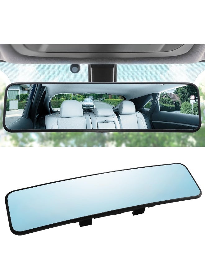 LivTee Anti Glare Rear View Mirror - 11.2'' Wide Angle Panoramic Convex Curve Mirror Clip On - Eliminates Blind Spot and Glare for Cars, SUV, Trucks - Image 1