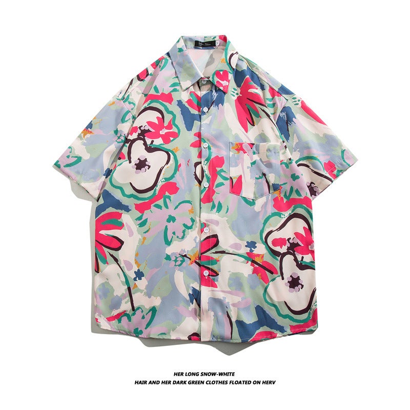 Hong Kong Style Vintage Hawaiian Full Print Short Sleeve Vintage Flora Shirt Men'S And Women'S Thai Yapi Beach Vacation Shirt - Image 4