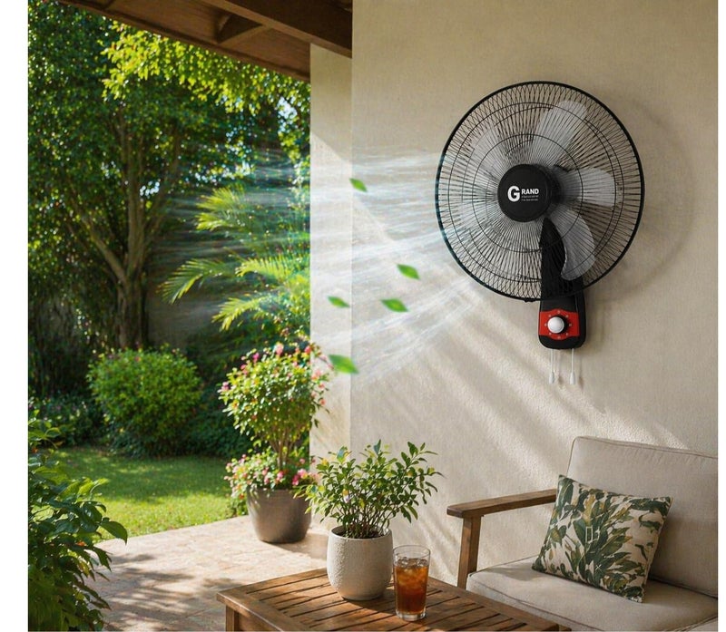 Grand Electronic 18-inch wall fan, 6 blades, 3 multi-blades, high-quality motor, space-saving design, black 1000012221 - Image 3