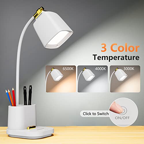 GONDSILY LED Desk Lamp with USB Charging Port Touch Control 3 Color Modes, Stepless Dimming,Eye-Caring LED Table Lamp for Home,Office,Bedroom,Reading,Work,Study,Gooseneck Lamp, 5V, 2.4A - Image 2
