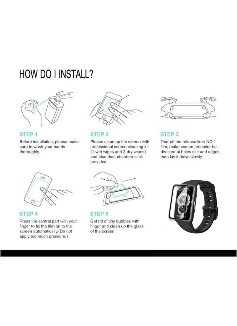 2 Pack Compatible with Honor Band 6 Screen Protector, 3D Curved Full Coverage TPU Anti-scratch Bubble Free Anti-Fingerprint Easy Install Clear HD Screen Protector for Honor Band 6