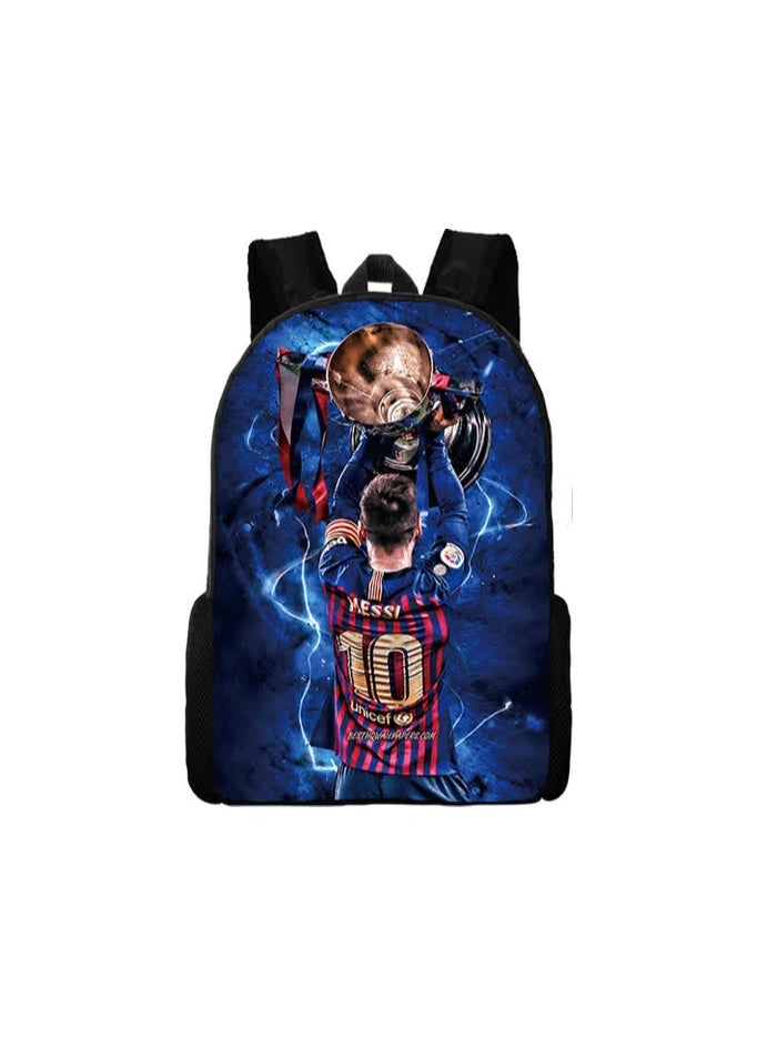 Generic - Cross-border supply football star Messi printed backpack three-piece children's schoolbag primary school student cartoon backpack,B style - three-piece set - Messi - Image 1