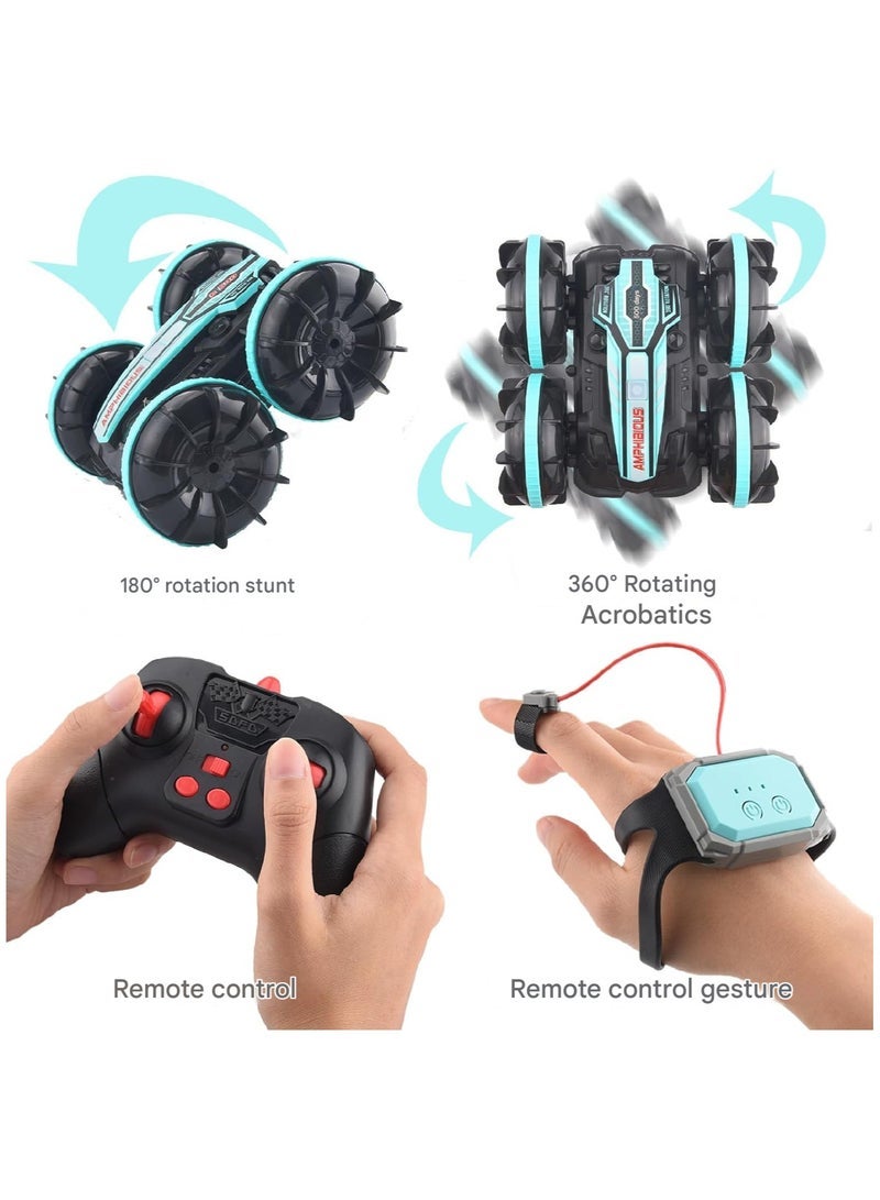 VITION Remote Controlled Car, Gear box Amphibious Stunt Car, Aquatic Dual Use 2.4G RC Toy for Kids Endless Land and Water Adventures, Green - Image 3