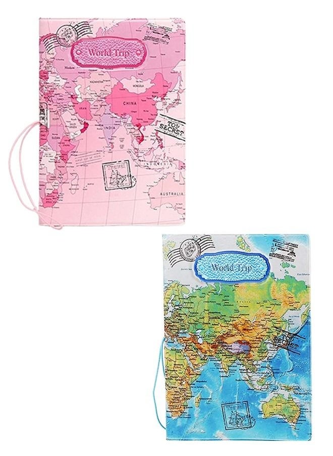 We Happy - 2 Pieces Combo The World Map Premium Waterproof Passport Cover Ticket and Documents Holder - Image 1