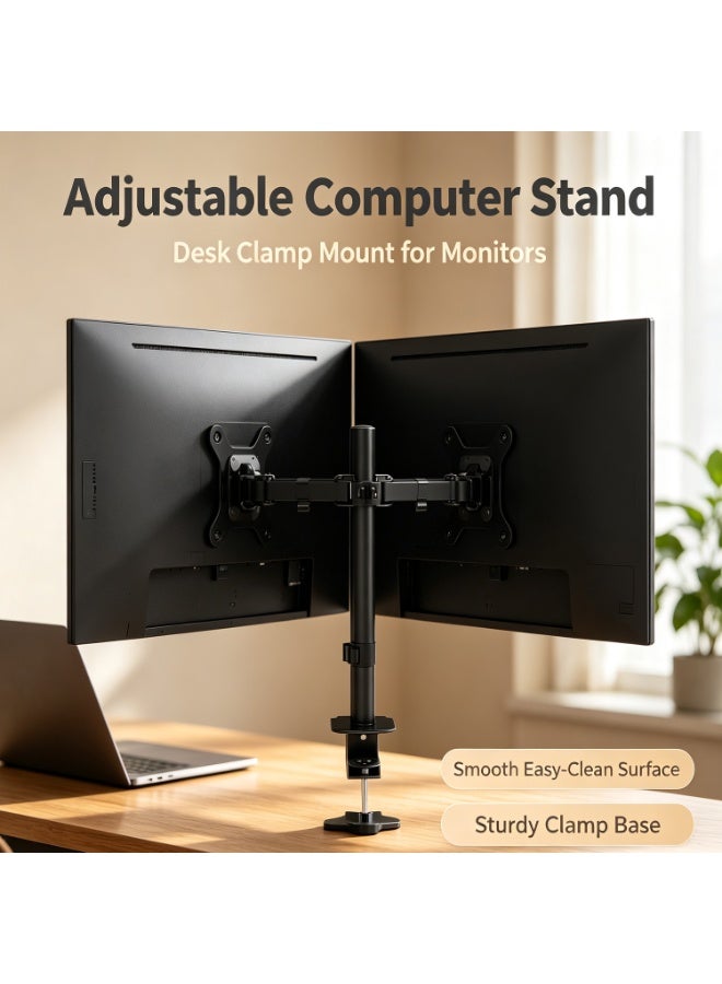 Dual Monitor Mount, Adjustable Gas Spring Monitor Desk Stand For 2 Monitors, Heavy Duty Monitor Arm Up To 32 Inch Screen, Hold Up To Max 22lbs, Max Mounting Holes，Gift - Image 5