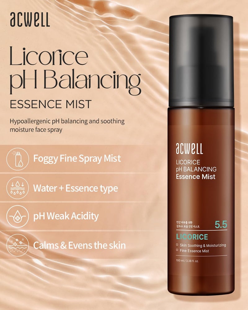 ACWELL Licorice pH Balancing Essence Hydrating Face Mist 3.38 fl.oz. - Soothing and Hydrating with Licorice Water for Instant Moisturization, Facial Mist Without Nitrogen for All Skin Types - Image 3