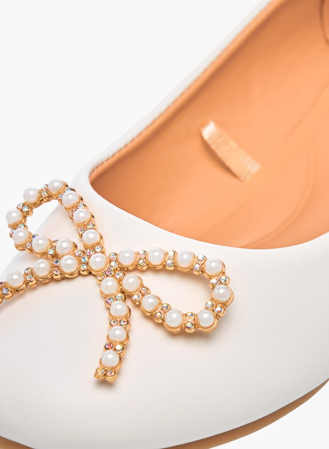 Little Missy Girls Bow Accent Slip-On Ballerina Shoes - Image 5