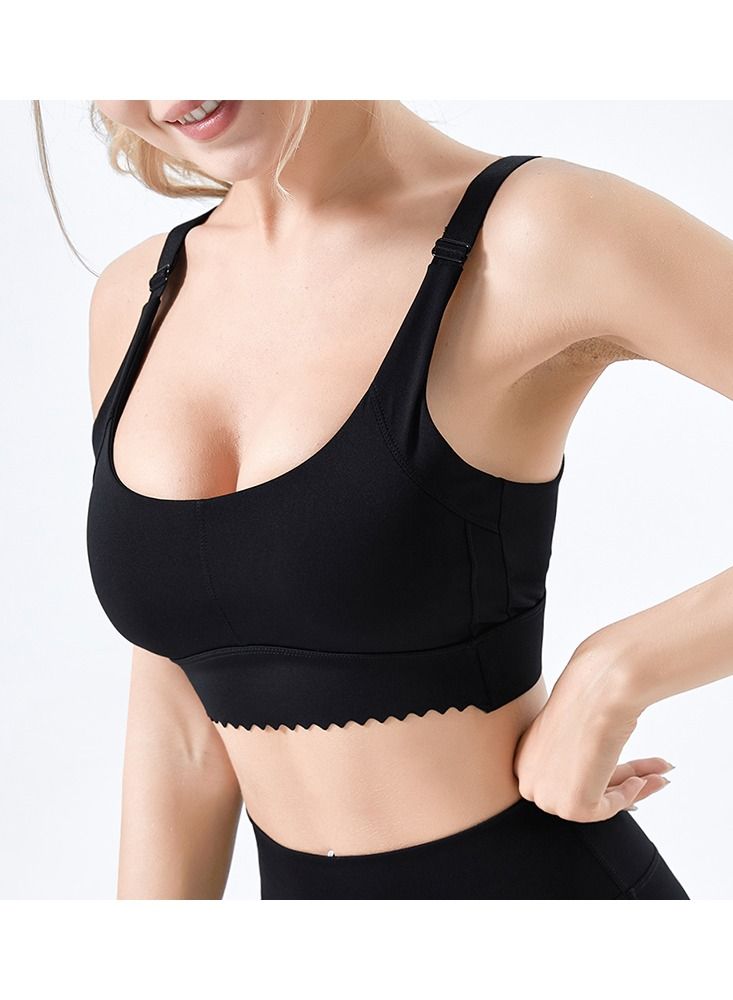 Loquat Women Quick Dry Breathable Yoga Bra Black  - Image 1