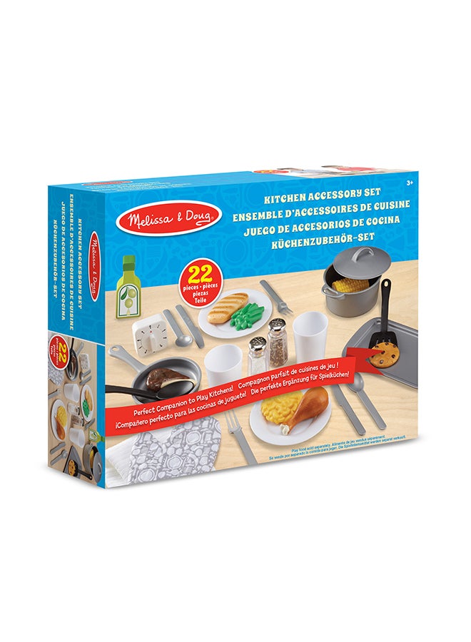 Melissa & Doug مجموعة ملحقات مطبخ اللعب من ميليسا ودوج 22 قطعة - أدوات، قدر، مقالي، والمزيد - Image 1