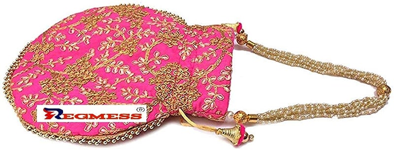 REGMESS Rajasthani Style Royal Clutch Silk Batwa Bag/Ethnic Potli Women's Potli/potli for Gift/potli for Women Party - Image 3