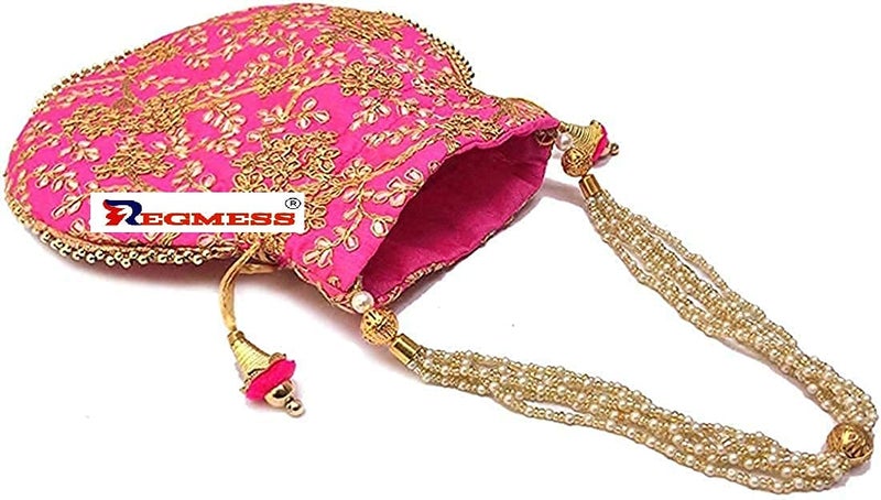 REGMESS Rajasthani Style Royal Clutch Silk Batwa Bag/Ethnic Potli Women's Potli/potli for Gift/potli for Women Party - Image 2