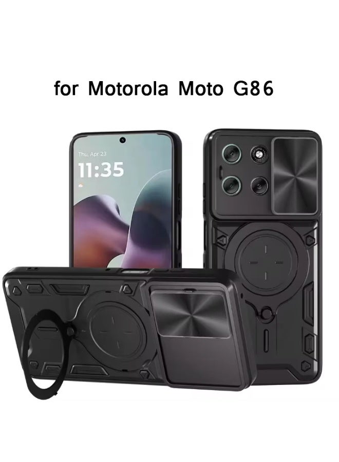 Compatible with Motorola Moto G86 Case,with Slide Camera Lens Cover Compatible with Motorola Moto G86 Cover Case-Black - Image 1