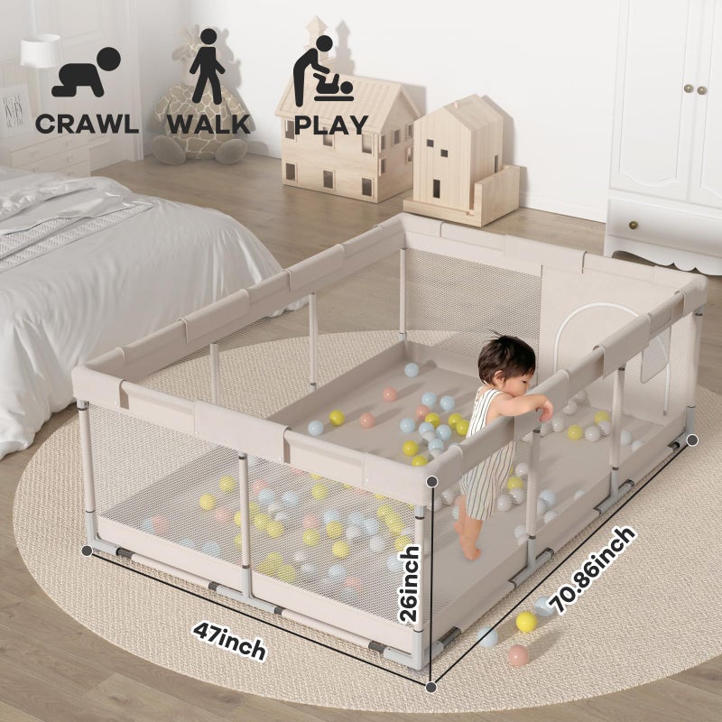 ZEEBABA Baby Playpen,71x47 inch Playpen for Babies and Toddlers, Play Pen for Kids, Play Pens for Babies and Toddlers for Apartment (Without mat) - Image 3