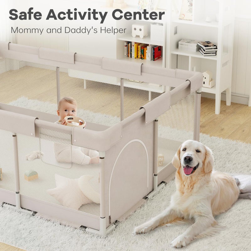 ZEEBABA Baby Playpen,71x47 inch Playpen for Babies and Toddlers, Play Pen for Kids, Play Pens for Babies and Toddlers for Apartment (Without mat) - Image 4