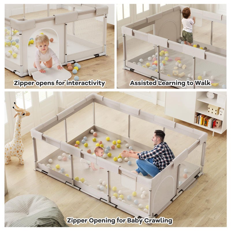 ZEEBABA Baby Playpen,71x47 inch Playpen for Babies and Toddlers, Play Pen for Kids, Play Pens for Babies and Toddlers for Apartment (Without mat) - Image 2