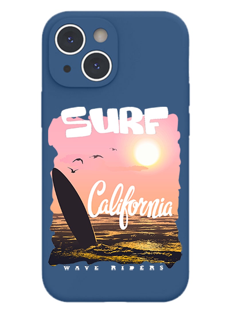 Theodor Protective Slim Fit Case Liquid Silicone Cover with Full Body Protection Anti-Scratch Shockproof Case For iPhone 14 Blue  - surf copy - Image 1