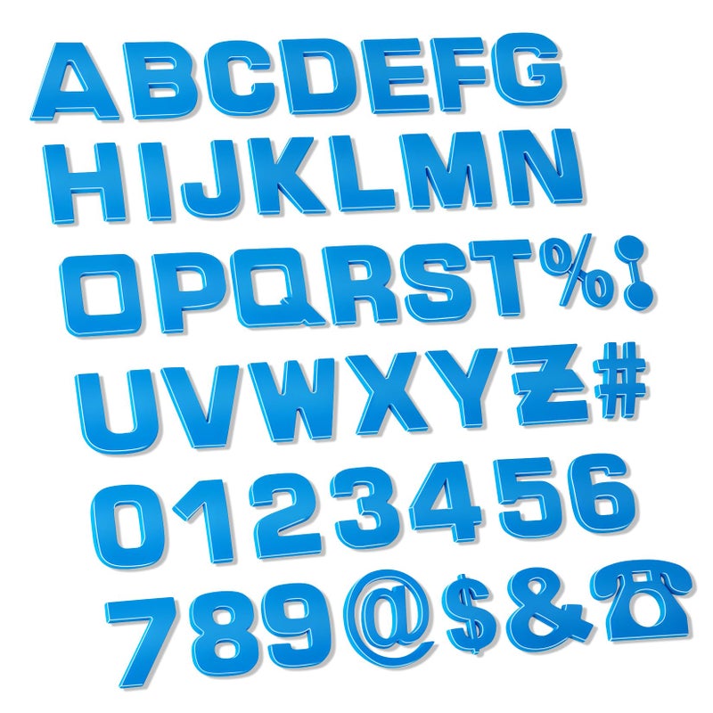 Lamoutor 43Pcs Small Size Car Emblem Letters Sticker DIY 3D Chrome Number Symbol Badge DecalBlue - Image 3