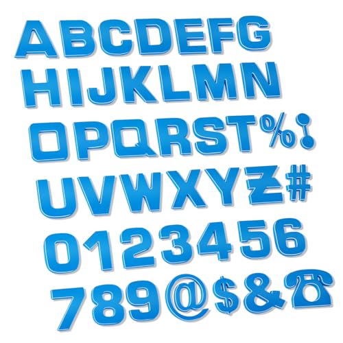 Lamoutor 43Pcs Small Size Car Emblem Letters Sticker DIY 3D Chrome Number Symbol Badge DecalBlue - Image 1