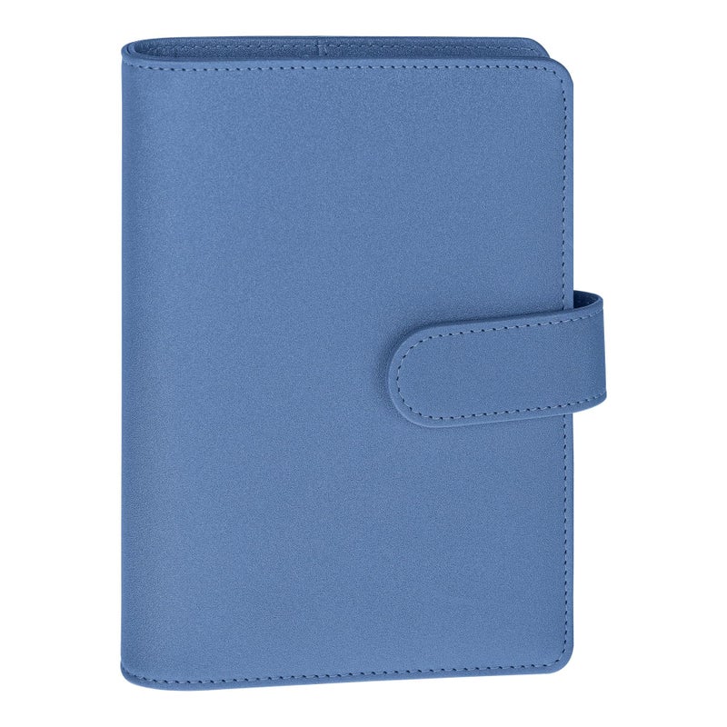 Antner A6 Notebook Binder Refillable 6 Ring Budget Binder Cover for A6 Refill Paper, PU Leather Budget Planner Organizer with Magnetic Buckle, Loose Leaf Personal Planner, Glitter Blue - Image 1