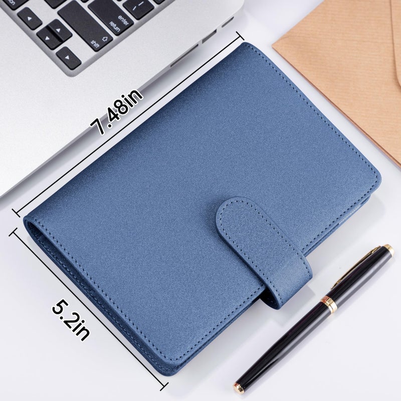 Antner A6 Notebook Binder Refillable 6 Ring Budget Binder Cover for A6 Refill Paper, PU Leather Budget Planner Organizer with Magnetic Buckle, Loose Leaf Personal Planner, Glitter Blue - Image 5
