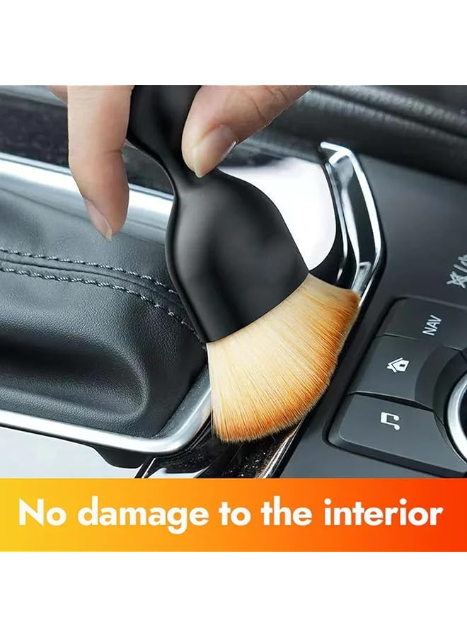 هولامي فرشاة تنظيف داخلية للسيارة - فرشاة تنظيف ناعمة الشعر، مجمعات غبار وأوساخ منحنية، أداة إزالة لفتحات مكيف الهواء ولوحة القيادة والجلد والكمبيوتر، خالية من الخدوش (عبوة من قطعتين) - Image 5